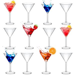 Plastic Martini Glasses 10 oz Acrylic Unbreakable Cocktail Glasses Plastic Cups Dessert Cocktail Cups Drinkware Drink Glassware for Mousse Home Bar Restaurant Wedding Festival Party Supply (12 Pieces)