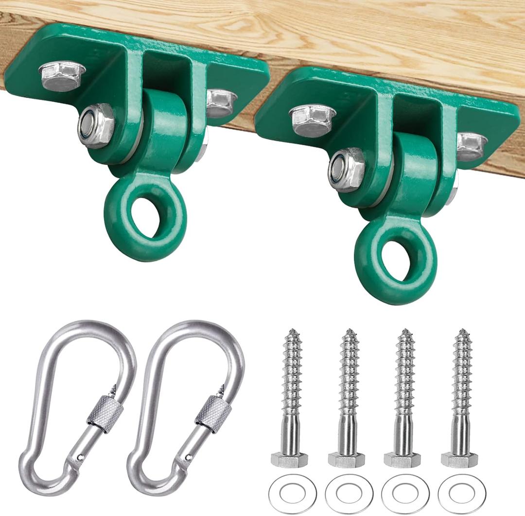 BETOOLL 2400 lb Capacity Heavy Duty Swing Hangers for Wooden Sets Playground Porch Indoor Outdoor & Hanging Snap Hooks Green (2pcs)