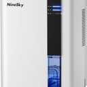NineSky Dehumidifier for home, 98 OZ Dehumidifier for Room, Dehumidifiers for Bathroom, Bedroom, Basement (800 sq. ft.) with Auto Shut Off, 5 Colors LED Light(H2 White)