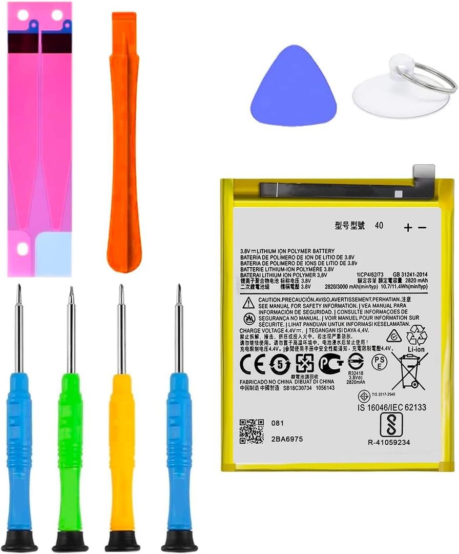 Moto G7 Battery, [Upgraded] 2820mAh JE40 Replacement Battery for Moto G7 Play XT1952-4 XT1952-2 XT1952-1, Moto G7 XT1962-1 XT1962 XT1962-4 XT1962-5 with Repair Tool Kit