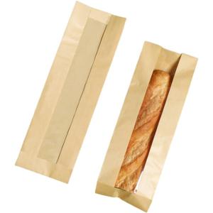 50 Pcs Brown Baguette Bread Bags, 13" Paper Bags with Window, Clear Bread Bags with Sticker, Long Size Bags, Packaging for Baked Goods(13" Brown)