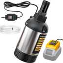 Ecarke Cordless Submersible Water Pump Compatible with Dewalt 20V Battery: 1268GPH Brushless High Flow Sump Pump with 6.5ft Hose, Portable Electric Water Pump for Swimming Pool Draining (No Battery)