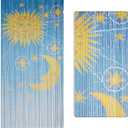 Moon & Sun Beaded Wooden Curtain - Durable Natural Wood Beads for Doorways & Home Decor, Handcrafted, Ideal for Boho-Style Interiors (79'' L x 36'' W)