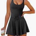 Caracilia Women's Tennis Mini Dresses Workout Built in Shorts Golf Athletic Sleeveless One Piece Summer Active Romper Dress Medium