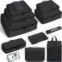 Packing Cubes for Travel | 10 Set, 8 Set |Durable Luggage Organizer 4 Size(Extra Large, Large, Medium, Small),Comprehensive Cubes for Toiletry,Underwear, Shoe,Travel Essentials,Efficient Women Gifts (Black)