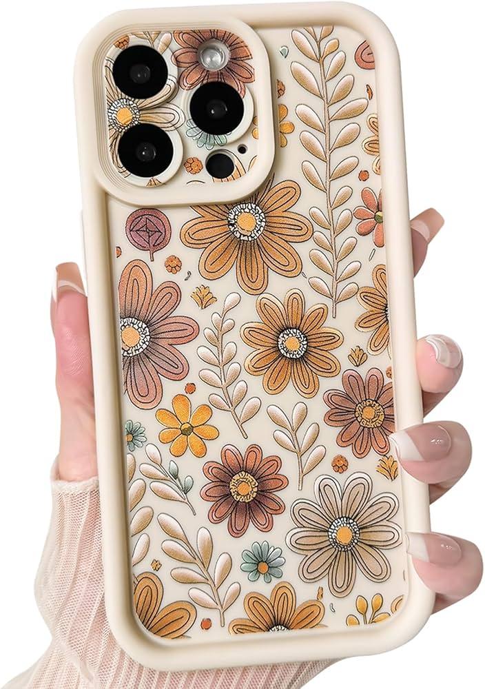 Lovmooful Compatible for iPhone 16 Pro Max Case Aesthetic Cute Color Flower Floral Leaf Design for Girls Women Soft TPU Shockproof More Protective Girly for iPhone 16 Pro Max Case