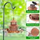 Bird Feeder for Outdoors Hanging, 2LB Capacity with 4 Perches, Heavy Duty Metal Wild Bird Feeders for Garden, Yard,Easy to Clean and Refill,Vintage Copper