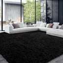 HOMBYS Shaggy Area Rug 12x15 Feet, Ultra Fuzzy Large Plush Faux Fur Carpet for Living Room Bedroom, Non-Skid Fuzzy Rug for Kids Playroom Home Decor (Black)