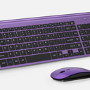Wireless Keyboard and Mouse Ultra Slim Combo, TopMate 2.4G Silent Compact USB 2400DPI Mouse and Scissor Switch Keyboard Set with Cover, Batteries Included, for PC/Laptop/Windows/Mac  Purple Black