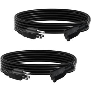 BN-LINK [2 Pack] 10ft Indoor Outdoor Extension Cord 16/3 SJTW, Black, 3-Prong, Weather Resistant & Flame Retardant, for Garden, Landscaping & Holiday Decorations