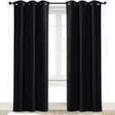 NICETOWN Soundproof Thermal Insulated Blackout Curtain Thermal Insulated Solid Grommet Room Darkening Drape for Dining Room (Single Panel, 42 inches by 84 inch, Black)