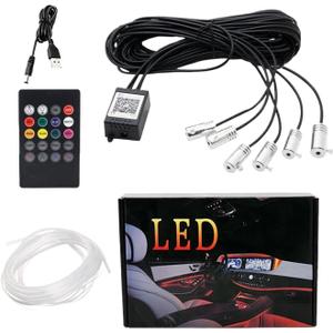 Car Atmosphere Lights, with Vibrant Multicolor Lighting, 25x15.5x4cm, Car Ambient Lighting, Interior LED Cr Lights, APP and Remote Control Options, for Vehicle, Trailer, RV, Truck, Sedan, Pickup (to six)