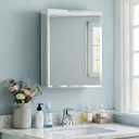 16x20 Inch Beveled Bathroom Medicine Cabinet with Mirror, Assembly Needed, Recessed or Wall Mount, 1 Adjustable Tempered Glass Shelf, Aluminum Medicine Cabinet, Side Mirror, Reversable Door