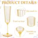 24 Pack Plastic Champagne Glasses Gold Unbreakable Ribbed Champagne Flutes Detachable 5.5 Oz Disposable Wine Stemware Glasses Toasting Cups for Wedding Baby Shower Engagement Thanksgiving Christmas