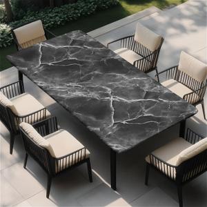 Rectangle Fitted Table Cover Waterproof Stain-Resistant Wipeable Polyester Tablecloths with Elastic Edge Design Fits 8 Foot Tables for Indoor, Picnic, Camping, Outdoor, 96" x 30"