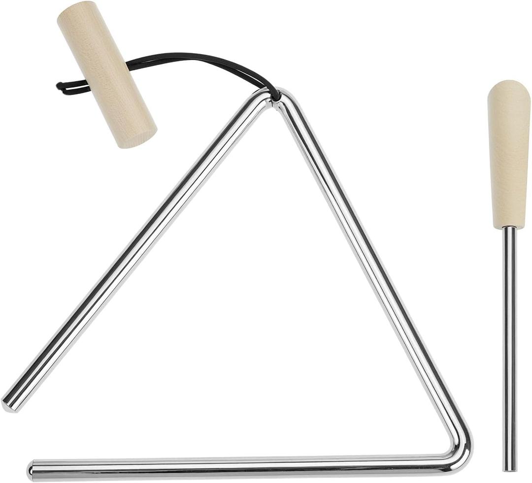 QWORK Steel Triangle Instrument 6 Inch Hand Percussion with Striker & Hanging Loop, Clear Ringing Sound for Classroom Music, Band Rehearsal, Teaching, Parties