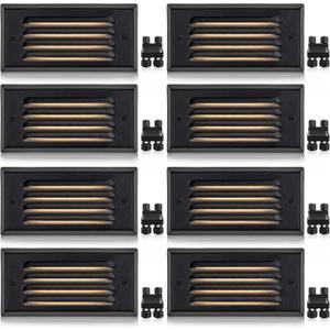 SUNVIE Low Voltage Step Lights 5W LED Step Lights Outdoor 3000k Low Voltage Deck Light with Horizontal Louver Faceplate Deck Stair Light for Stairs Fence Post Fastlock2 Connectors Included, 8 Pack