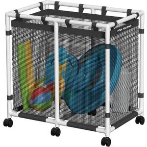 Pool Storage Bin, 105 Gallons, Holder for Noodles, Toys, Floats, Towels, Mesh Organizer for Swimming Equipments, Basic Style