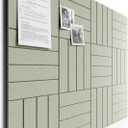 Bumusty Large Cork Board Alternative-48 x 36" Felt Bulletin Board Tiles, with 30 Pushpins, 70 Adhesive Tabs, 12-Pack Slat Wall Paneling, Cork Boards for Office Push Pin Board Felt Board-Sage