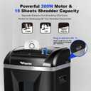 Wingwise 15-Sheet Paper Shredder with 58dB Quiet Operation, P4 Cross-Cut Security for Home Office, 15-Minute Run Time & 5.8-Gallon Bin Shreds Credit Cards & CDs