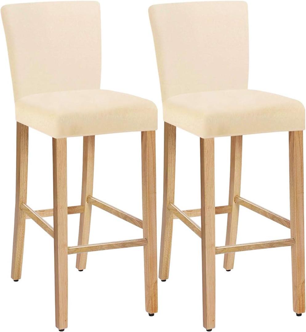 SHILV. HOME Stretch Removable Washable Dining Room Chair Covers,Bar Stool Covers,Barstool Chair Slipcovers Pub Counter Seat Cover (Cream,Set of 2)