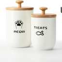 Cat Treat Container with Airtight Lid, Cat Food Oganizer Dry Food, Cat Food Storage Containers, Pet Treats Canister, Cat Treat Jar Set of 2-8.3x4.9 & 7.1x4.3 (White)