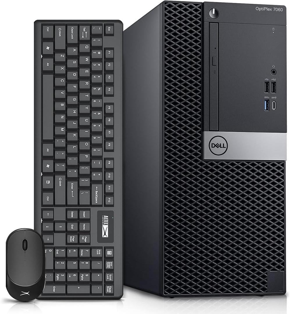 Dell OptiPlex 7060 Tower Computers Desktop Computer Windows 11,i7-8700 3.2GHz,32GB DDR4 Ram 512GB SSD M.2 NVMe SSD,Intel AX210 Built WiFi 6e Bluetooth 5.3, Refurbished Desktop,HDMI,DVD-RW 