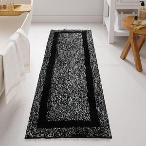 Seavish Luxury Bath Mat, Large Black Bath Rugs Non Slip Washable, Extra Soft and Absorbent Bath Mat, Plush Shaggy Bathroom Floor Mat, Fluffy Microfiber Bathroom Runner Rugs