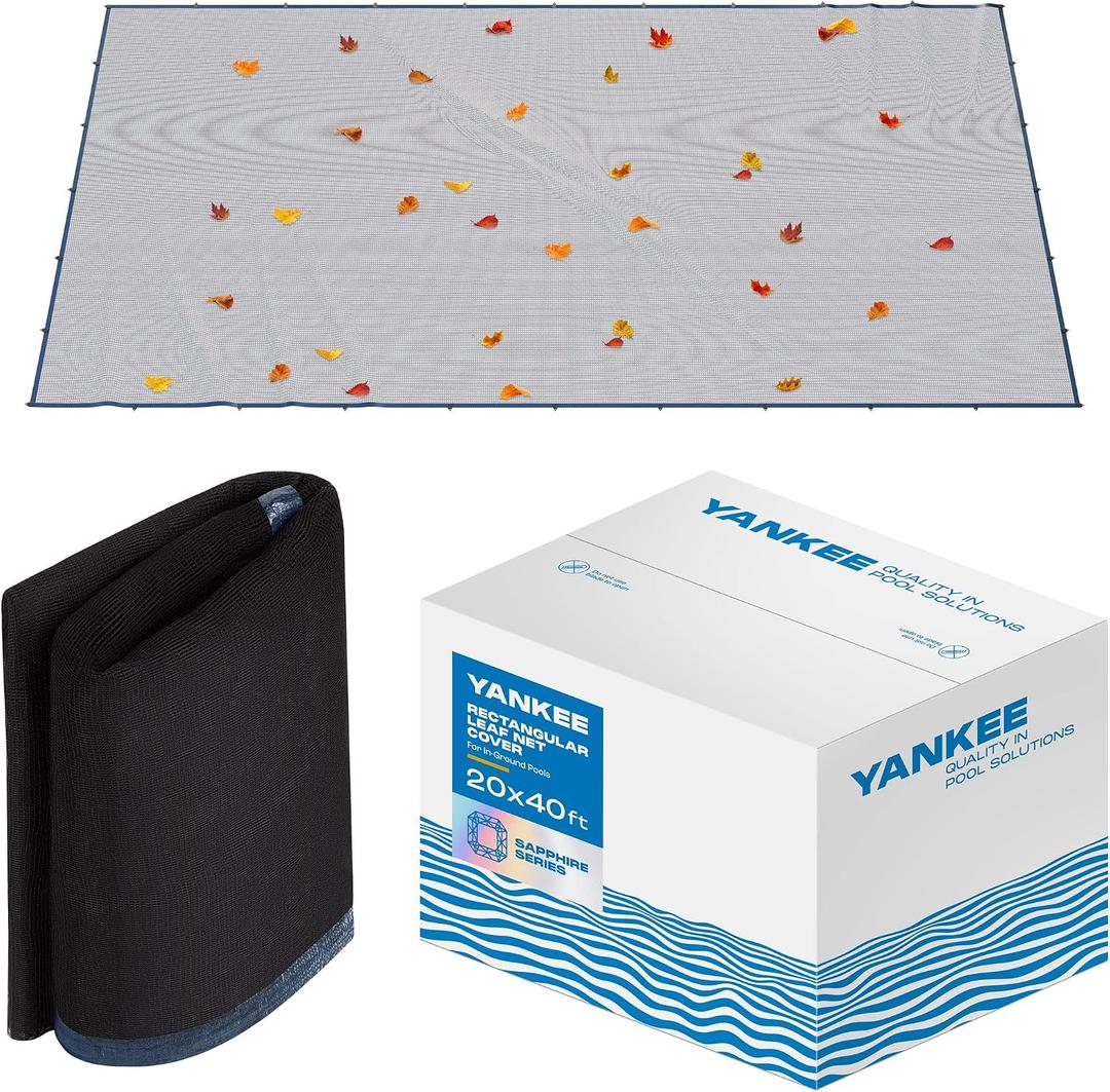 Yankee Pool Leaf Net Cover for 20x40 Ft. Rectangular In-Ground Swimming Pool- Heavy-Duty 0.15”, Net to Protect from Leaves, Debris | Leaf Catcher to Prevent Clogging