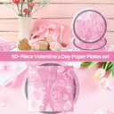 2 x Valentines Day Party Decorations 7inch Paper Plates and Napkins Forks Disposable Set Serves 20 - Pink Hearted Galentines Day Party Supplies for Afternoon Tea,Gatherings,Weddings Cake Dessert(60 Pcs)