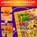 QUOKKA 100 Piece Puzzles for Kids Ages 4-6 4xSET Search and Find Kids Puzzles Ages 5-8 Artist-Crafted Illustrations with Children Daily Life, Hidden Objects - Educational Activity Toy Gift