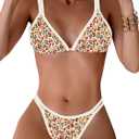 TASHEHE Women's Bikini Set High Leg Cut Double Straps Cute Triangle Swimsuit High Waist Two Piece Bathing Suit (Yellow / Floral / 402), Small