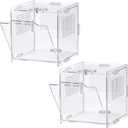 VERTUPET Jumping Spider Enclosure,2 Pack Insects Habitat,Small Arboreal Reptile Terrarium Acrylic Accessories Kit, Tarantula Enclosure Bug Cage for Frog, Crickets, Praying Mantis, Snails, 4x4x4 inch