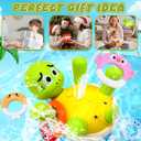 CORPER TOYS 2 in 1 Toss & Water Spraying Rechargeable Turtle Bath Toy for Toddlers, with 5 Colorful Animal Rings Floating Turtle Baby Bathtub Toy for Pool Water Table Play for Kids Gift