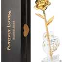 Gold Rose 24K Plated Gold Dipped Rose,Genuine One of a Kind - Forever Flower -Preserved Rose,Romantic Gift for Valentine's Day and Mothers Day, Anniversary, Birthday,Gifts for Her,Wife,Girlfriend