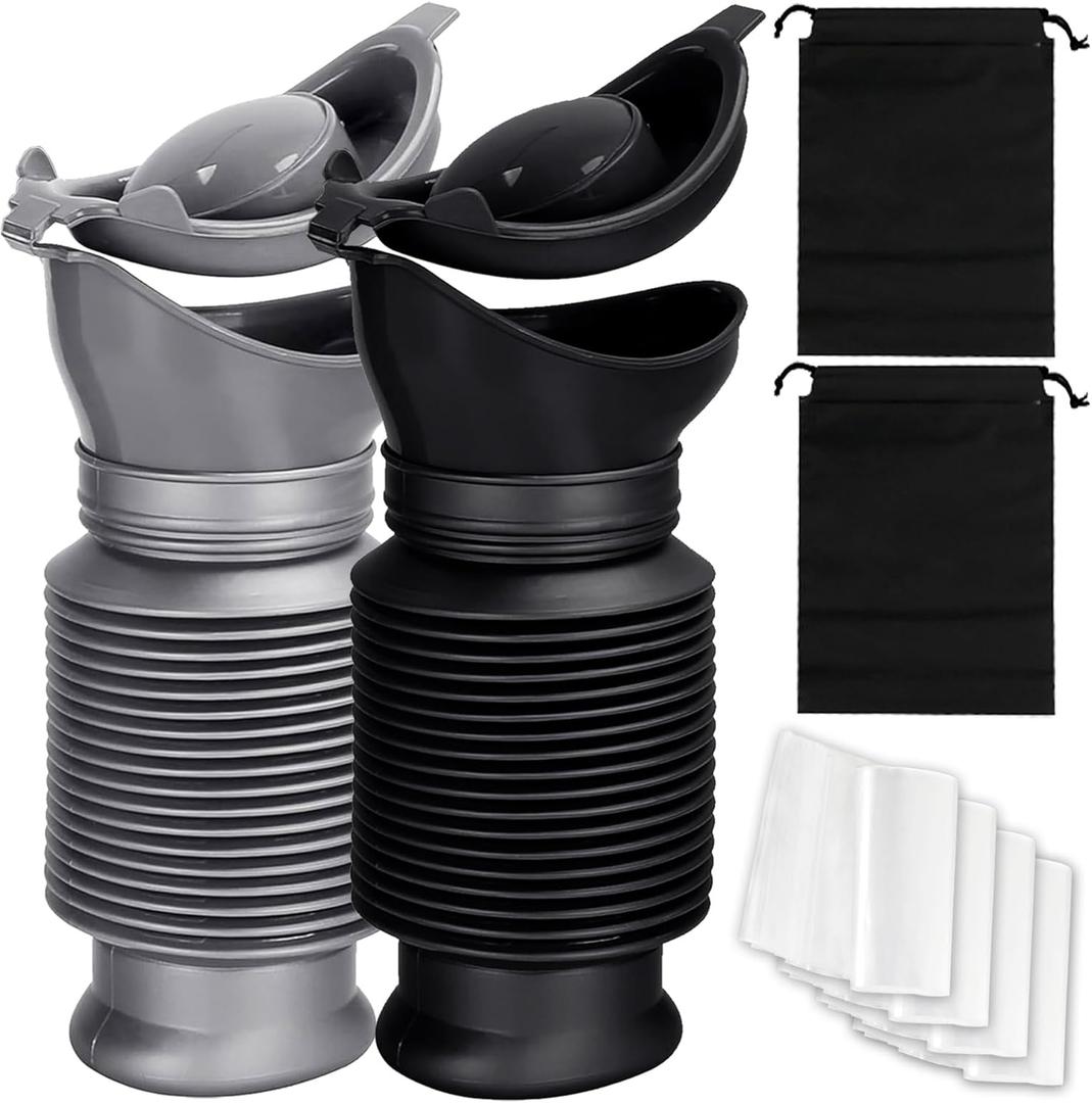Portable Urinal for Men,Collapsible Pee Bottles for Men and Women,750 ml,A Set of 2 Car Urine Bottles,with Disposable Bags,Storage Bags,Suitable for Outdoor Camping,Tourism,Traffic Jams