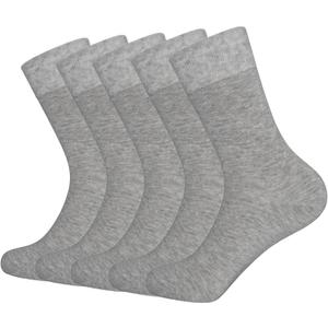 SERISIMPLE Thin Viscose Bamboo Dress Men Sock Soft Crew Anti Odor Lightweight Sock Breathable Comfort Cool Sock 5 Pairs (Large, Grey)
