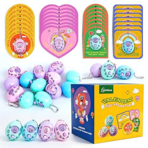 Lohhbve 28 Pcs Valentines Day Gifts for Kids Party Favors,Rock Paper Scissors Random Toys with 28 Cards,Valentine Cards for Kids Classroom