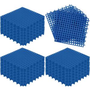 Tinideya 50 Pcs Drainage Mats 11.8'' x 11.8'' Modular Interlocking Floor Drainage Tiles Splicing Pool Floor Mat, Non Slip TPE Soft for Outdoor Deck Greenhouse Shower Bathroom Pool(Dark Blue)