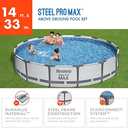 Bestway Steel Pro MAX 14' x 33" Round Above Ground Pool Set | Includes 530gal Filter Pump (Gray)