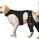 Supet Dog Recovery Sleeve for Rear Legs, Non Slip Back Leg Sleeve to Stop Licking, Cover After Surgery for TPLO ACL Surgery, Thigh Wound, Knee Injuries, Dog Cone Collar Alternative (M, Black reflective)