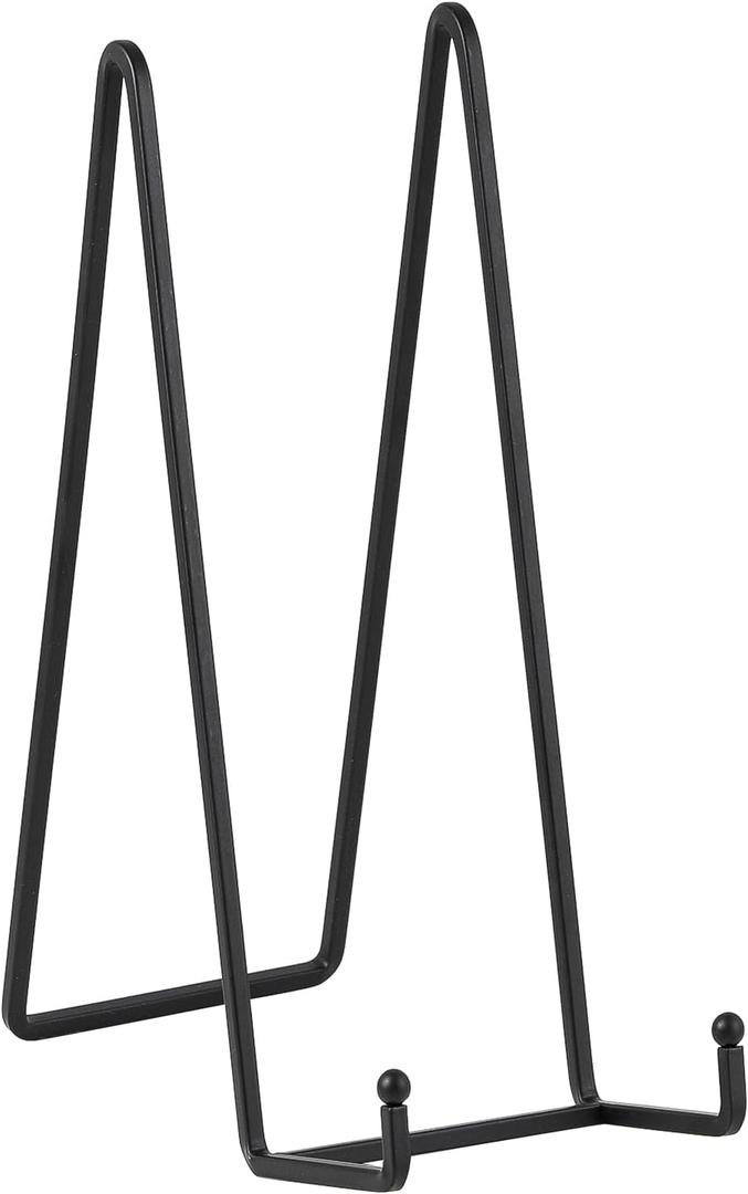 Large Plate Holder Display Stand - 12 inch Super Tall Big Plate Stands for Heavy Duty Display - Metal Picture Frame Stand - Tabletop Easel Stand for Decorative Platter | Plaque | Book - 2 Pack - Black