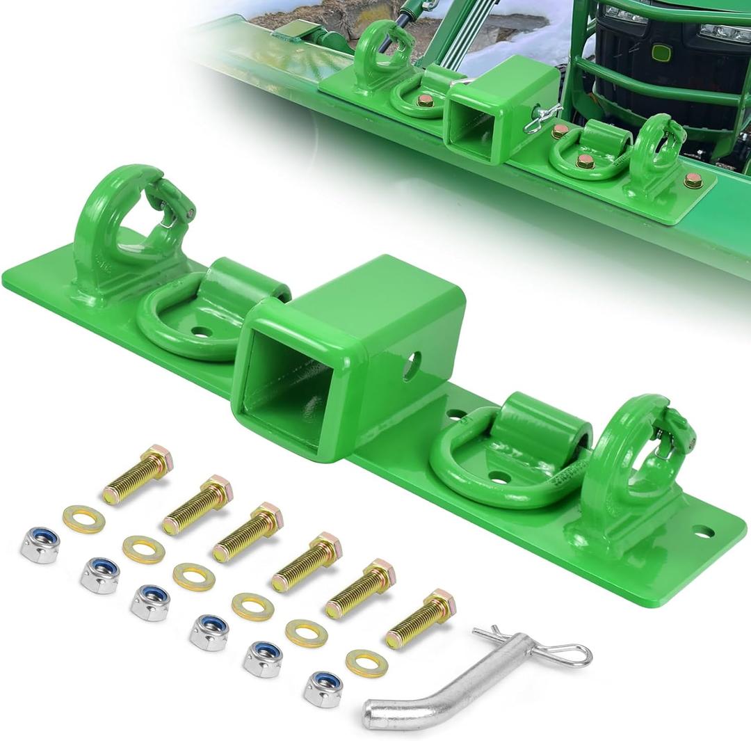 Tractor Bucket Grab Hooks with Self-Locking Function (2026 Upgraded),Tractor Bucket Hooks Bolt on Hooks 2 Receiver (Heavy-Duty) with D Rings Compatible with Kubota Tractors (Straight)