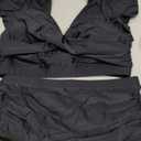 BMJL Women's High Waisted Bathing Suits Tummy Control Two Piece Swimsuits Ruffle Bikini Sets Criss Cross Ruched Swimwear (Medium, Black)