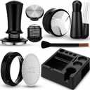 7pcs 51mm Espresso Accessories Kit Tamping Station Machine Accessories Spring Loaded Calibrated Tamper Espresso Tool and Dosing Funnel Set Distributor and Tamper Leveler