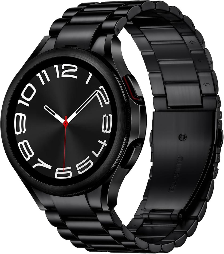 Wepro Black Metal Band No Gap for Samsung Watch Bands for Men - for Galaxy Watch 7 Band 6 Classic 47mm 43mm 6 5 4 44mm 40mm FE 5 Pro 45mm 4 Classic 46mm 42mm Women 20mm Watch Band Stainless Steel
