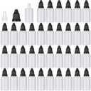 Tioncy 100 Pcs 30ml Plastic Dropper Bottles Bulk Squeezable Liquid Bottles with Leak Proof Caps, Refillable 1 oz Plastic Dropper for Essence, Essential Oil(Black Lid)