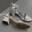 Block Heel Bridal Shoes Open Toe Pearl Heels Wedding Shoes for Bride Wedding Sandals Bride Heels, 38