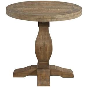 Napa Solid Wood Farmhouse Rustic Round End Side Living Room Table, Nightstand 26" W x 26" D x 25" H