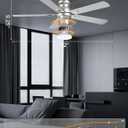 Ohniyou Ceiling Fans with Lights, 52 Inch Low Profile Ceiling Fan with Light and Remote/APP Control, Flush Mount, Dimmable, Qiuet DC Motor, Silver Ceiling Fan for Bedroom, Living Room